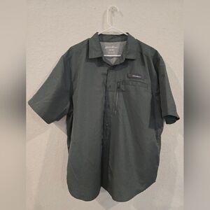 Eddie Bauer Men's Short Sleeve Fishing Button Down Shirt Olive
